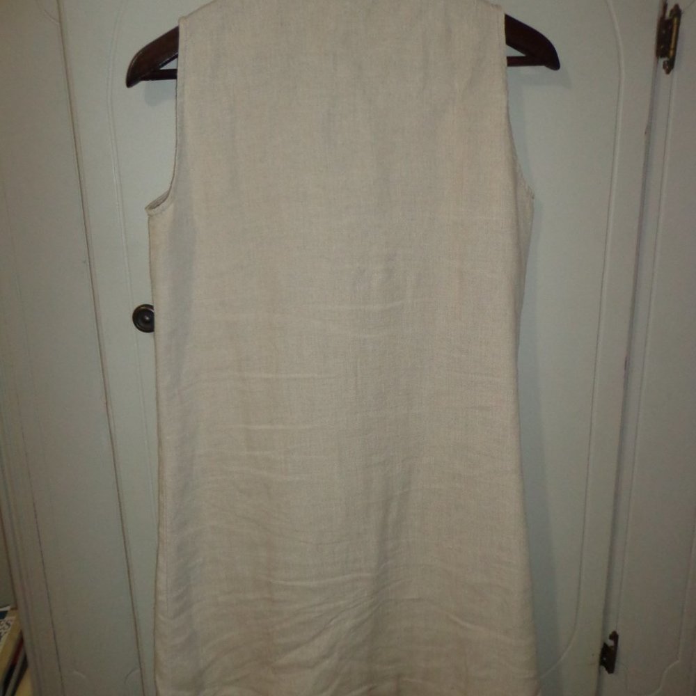 FIRM Garnet Hill Linen Shirtdress 2 Sleeveless Button-Down Bust Darts Sand - Picture 8 of 13